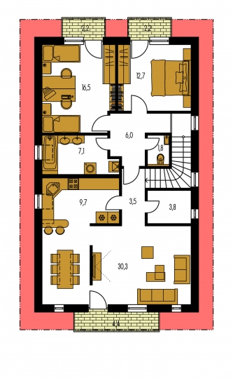 Grundriss des Obergeschosses - TREND 282